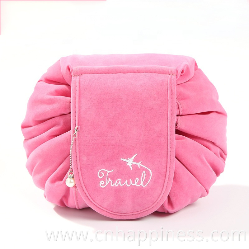 Wholesale microfiber initial travel organizer toiletry bag velvet pouch makeup brush bag with logo custom